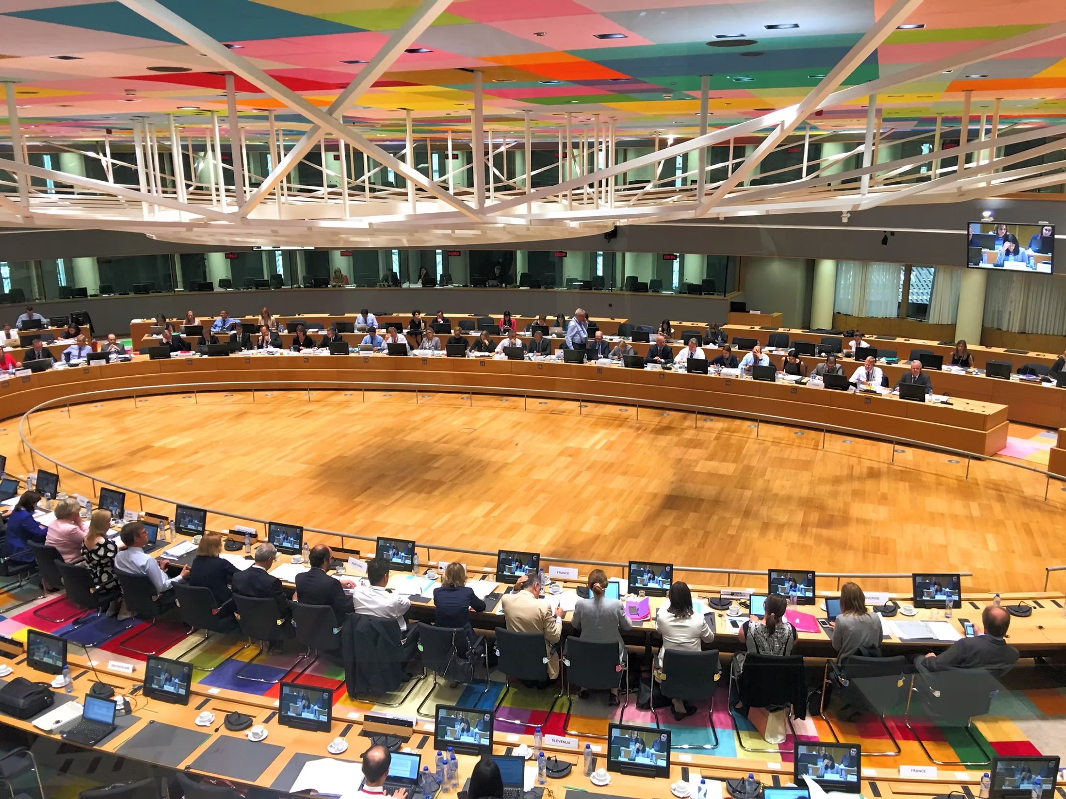 La salle de réunion du Conseil de l'Union européenne.